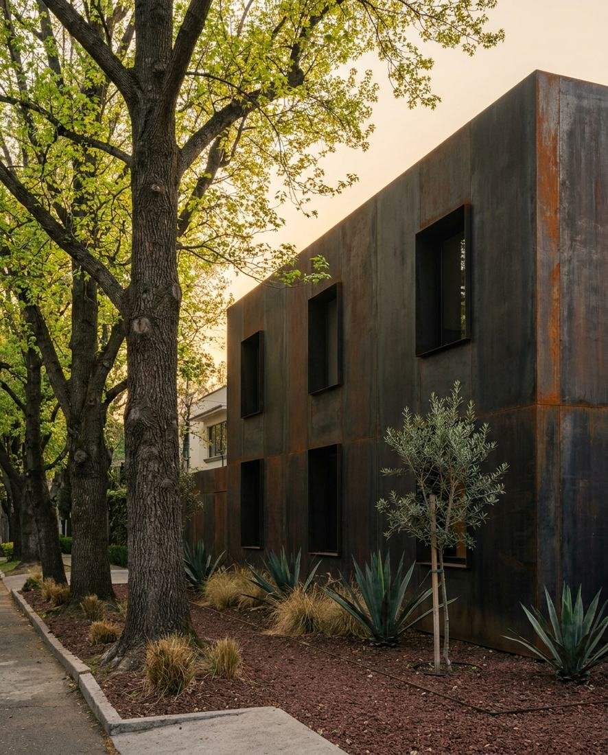 HAN — casa entre árboles, acero corten